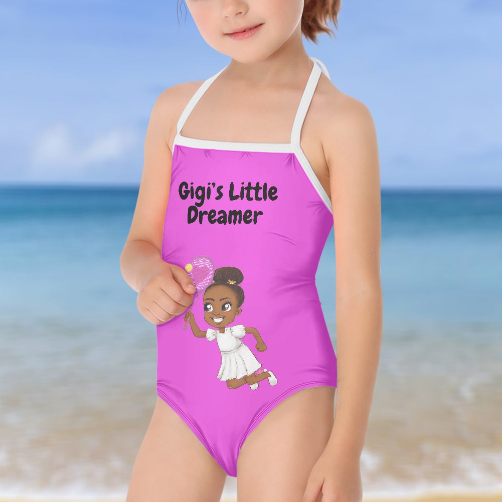 One-piece swimsuit with a square neck for child
