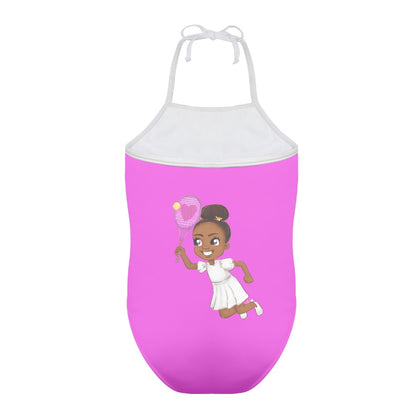 One-piece swimsuit with a square neck for child
