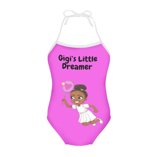 One-piece swimsuit with a square neck for child