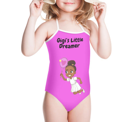 One-piece swimsuit with a square neck for child