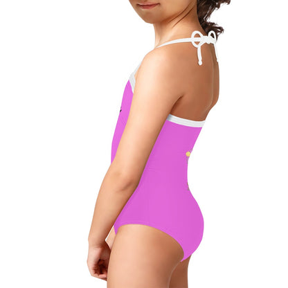 One-piece swimsuit with a square neck for child