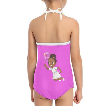One-piece swimsuit with a square neck for child