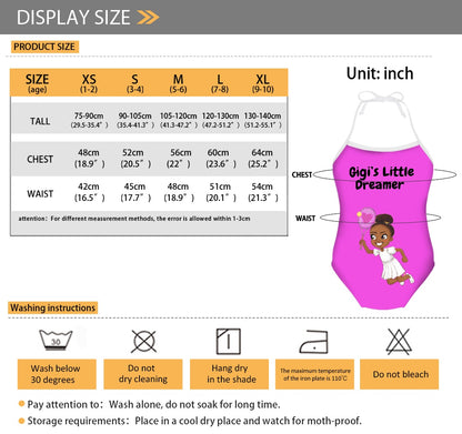 One-piece swimsuit with a square neck for child